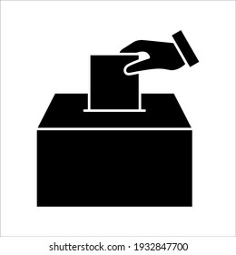 Hand voting ballot box icon, Election Vote concept, Vector illustration on white background. color editable