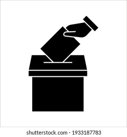 Hand voting ballot box icon, Election Vote concept, Vector illustration on white background. color editable