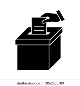 Icono de la urna de voto manual, concepto de voto electoral, ilustración vectorial sobre fondo blanco. modificable por color