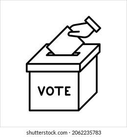 Hand voting ballot box icon, Election Vote concept, Vector illustration on white background. color editable