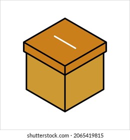 Icono de la urna de voto manual, concepto de voto electoral, ilustración vectorial sobre fondo blanco. modificable por color