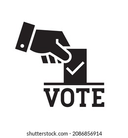 Hand voting ballot box icon, Election Vote concept, Simple flat design for web site, logo, app, UI, Vector illustration