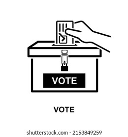 Hand voting ballot box icon isolated on white background vector illustration.