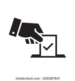 Hand voting ballot box icon, Election Vote concept, Silhouette design for web site, logo, app, UI, Vector illustration