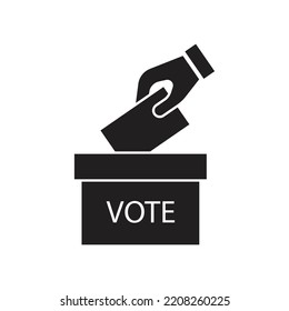 Hand voting ballot box icon, Election Vote concept, Voting concept. Hand putting paper in the ballot box. vector illustration