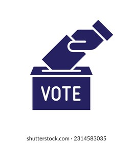 Hand voting ballot box icon, Election vote concept, Simple silhouettes flat design for web site, logo, app, UI, Vector illustration