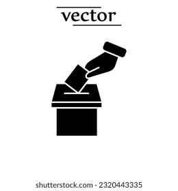 Icono de la urna de voto manual, concepto de voto electoral, ilustración vectorial sobre fondo blanco