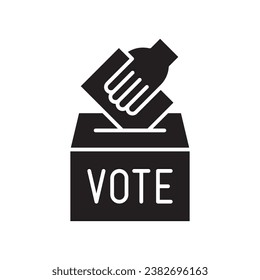 Hand voting ballot box icon, Election Vote concept, Simple silhouettes flat design for web site, logo, app, UI, Vector illustration