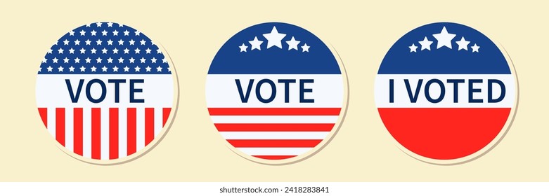 Hand voting ballot box icon. Hand putting paper in the ballot box. Voting concept. Vector illustration. Election and democracy campaign. Digital or online vote Sign set