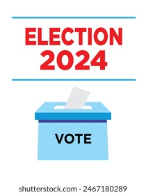 Symbol für die Handwahlurne. Wahltext 2024 , Vote Concept Design. Wahlplakat Banner Vektorillustration EPS10