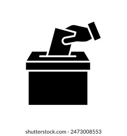Hand voting ballot box icon, Election Vote concept, Hand putting paper in the voting box. Silhouette design for web site, logo, app, UI, Vector illustration