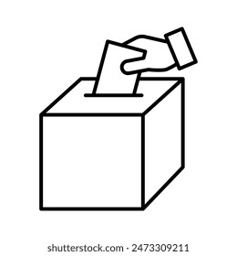 Hand voting ballot box icon, Election Vote concept, Hand putting paper in the voting box. Silhouette design for web site, logo, app, UI, Vector illustration