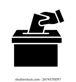 Hand voting ballot box icon, Election Vote concept color editable