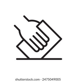 Hand voting ballot box icon, Election Vote concept, Simple line design for web site, logo, app, UI, Vector illustration