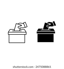 Icono de urna de votación a mano, concepto de voto electoral color editable