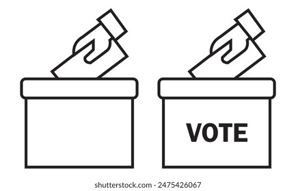 Hand voting ballot box icon, Election Vote concept, Simple silhouettes flat design for web site, logo, app, UI, Vector illustration