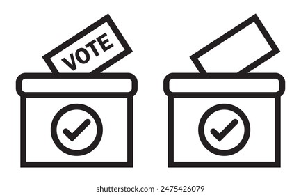 Hand voting ballot box icon, Election Vote concept, Simple line design for web site, logo, app, UI, Vector illustration