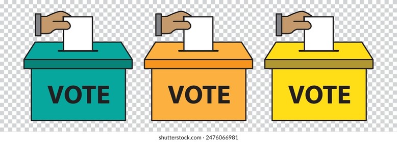 Icono de la urna de votación de mano, concepto de voto electoral, diseño plano simple para el Sitio web, logotipo, App, UI, Ilustración vectorial.7891