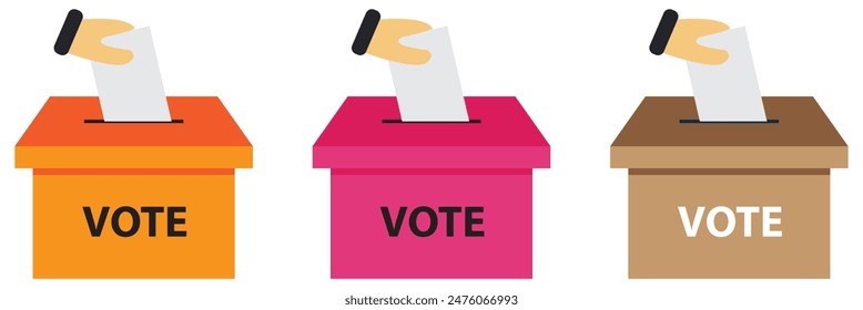 Hand voting ballot box icon, Election Vote concept, Simple flat design for web site, logo, app, UI, Vector illustration.7891