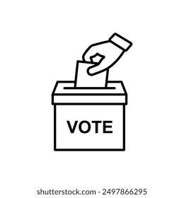 
Hand voting ballot box icon, Election Vote concept, Simple design for web site, logo, app, UI, Vector illustration isolated white background.
