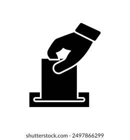 
Hand voting ballot box icon, Election Vote concept, Simple design for web site, logo, app, UI, Vector illustration isolated white background.
