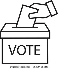 Hand voting ballot box icon, Election Vote concept, Simple line design for web site, logo, app