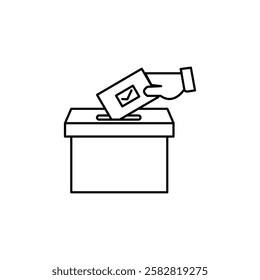 Hand voting ballot box icon Flat isolated outline sign