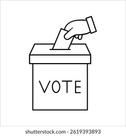 Hand voting ballot box icon, Election Vote concept, Vector illustration on white background