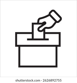 Ícone de urna de votação manual, Conceito de voto eleitoral, Ilustração de vetor no fundo branco. cor editável
