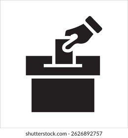 Ícone de urna de votação manual, Conceito de voto eleitoral, Ilustração de vetor no fundo branco. cor editável
