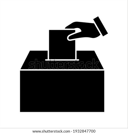 Hand voting ballot box icon, Election Vote concept, Vector illustration on white background. color editable