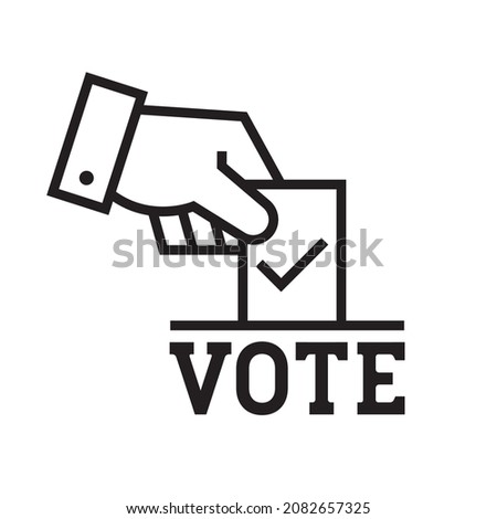 Hand voting ballot box icon, Election Vote concept, Simple line design for web site, logo, app, UI, Vector illustration
