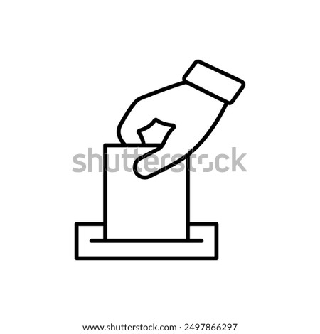 
Hand voting ballot box icon, Election Vote concept, Simple design for web site, logo, app, UI, Vector illustration isolated white background.
