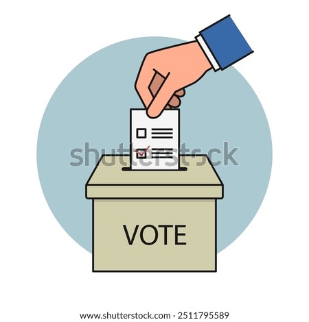 Hand voting ballot box icon. Election vote sign. Vector illustration
