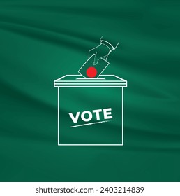 Hand voting ballot box icon.Hand putting paper in the ballot box.Vote line icon. Voting concept. Isolated on white background Election and democracy. vote for bangladesh. Voting concept - Ballot box