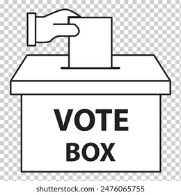 Hand voting ballot box line icon, election and vote, vote box sign vector graphics, editable stroke linear icon, eps 10.
