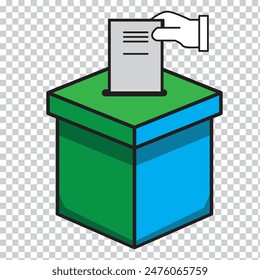 Handabstimmungs-Wahlzettel-Linien-Symbol, Wahl und Stimme, Wahlbox-Zeichen-Vektorgrafik-Grafiken, bearbeitbares Strich-Linear-Symbol, eps 10.
