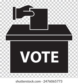Hand voting ballot box line icon, election and vote, vote box sign vector graphics, editable stroke linear icon, eps 10.
