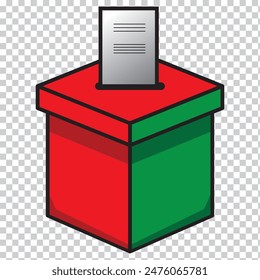 Icono de línea de la urna de votación de mano, elección y voto, gráfico de Vector de signo de la urna de votación, ícono lineal de trazo editable, eps 10.
