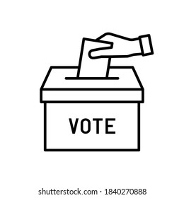 Hand voting ballot box sign vector icon. Election Vote concept. 