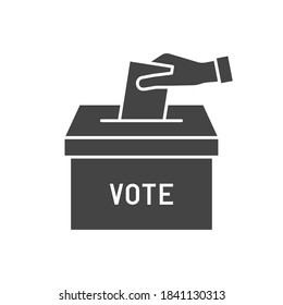 Hand voting ballot box sign vector icon. Election Vote concept. 