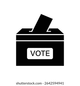 Hand voting ballot box vector icon and symbol design