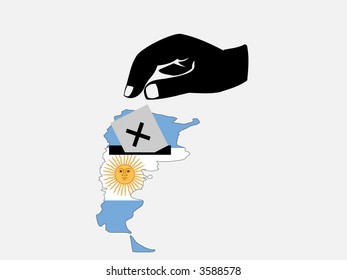 hand voting with ballot paper in Argentinian election