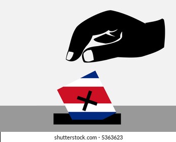 Hand voting with ballot paper in Costa Rican election
