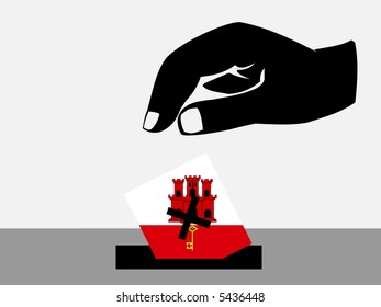 Hand voting with ballot paper in Gibraltar election