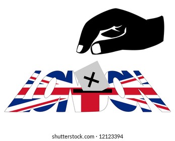 hand voting with ballot paper in Mayor of London election