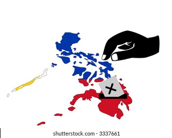 hand voting with ballot in Philippines election