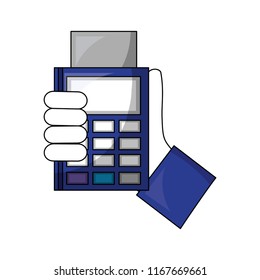 hand with voucher machine isolated icon
