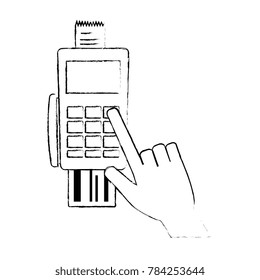 hand with voucher machine isolated icon