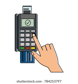 hand with voucher machine isolated icon